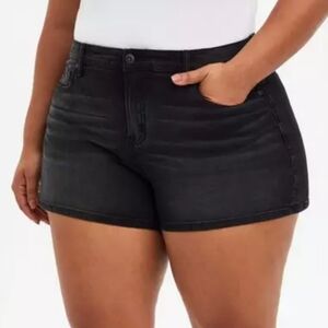 Torrid Black A-Line Vintage Stretch High-Rise Denim Jean Shorts